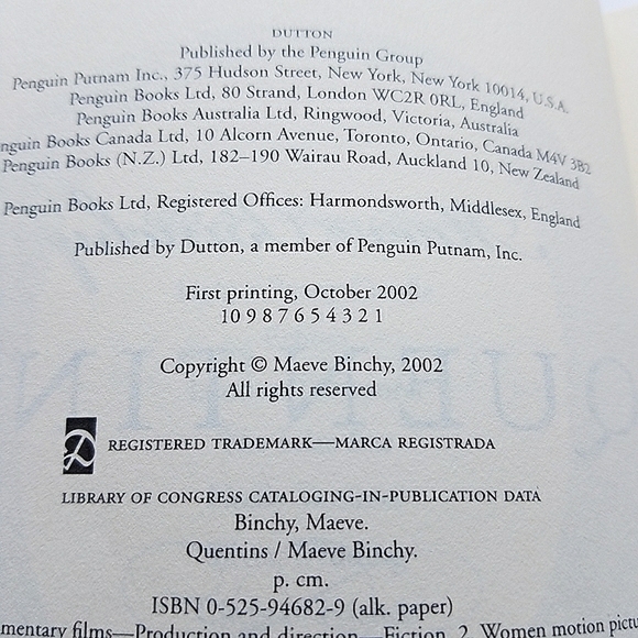 Maeve Binchy Signed Quentins Hardcover Book - Picture 7 of 12